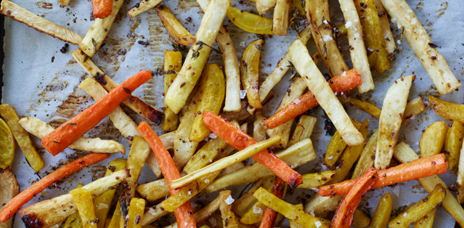 Maple-Balsamic Root Vegetable Fries