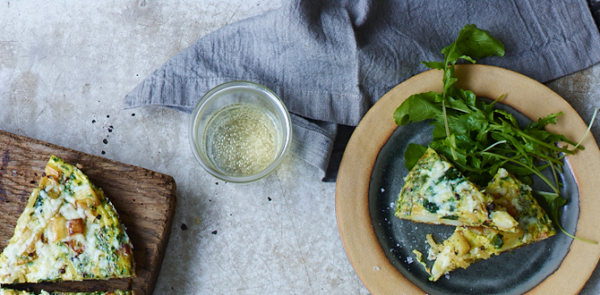 Spanish Tortilla with Spinach and Manchego Cheese