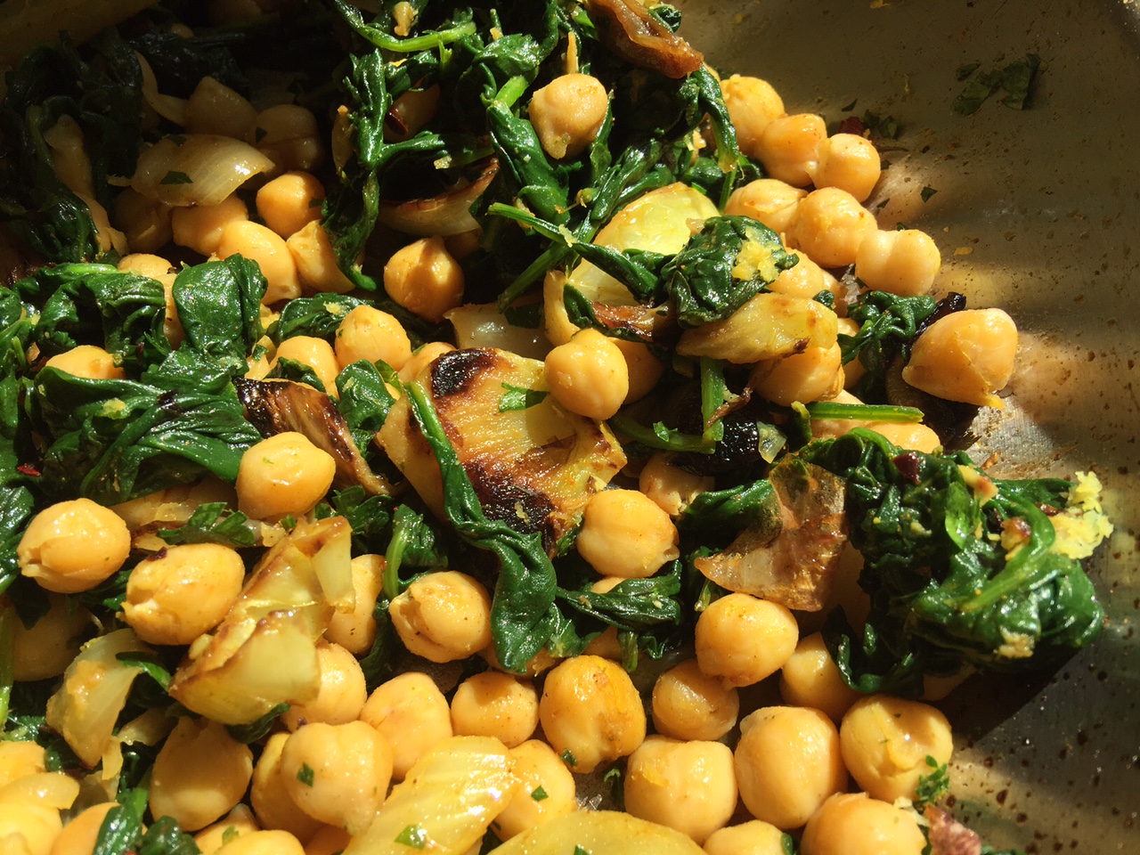 sauteing chickpeas