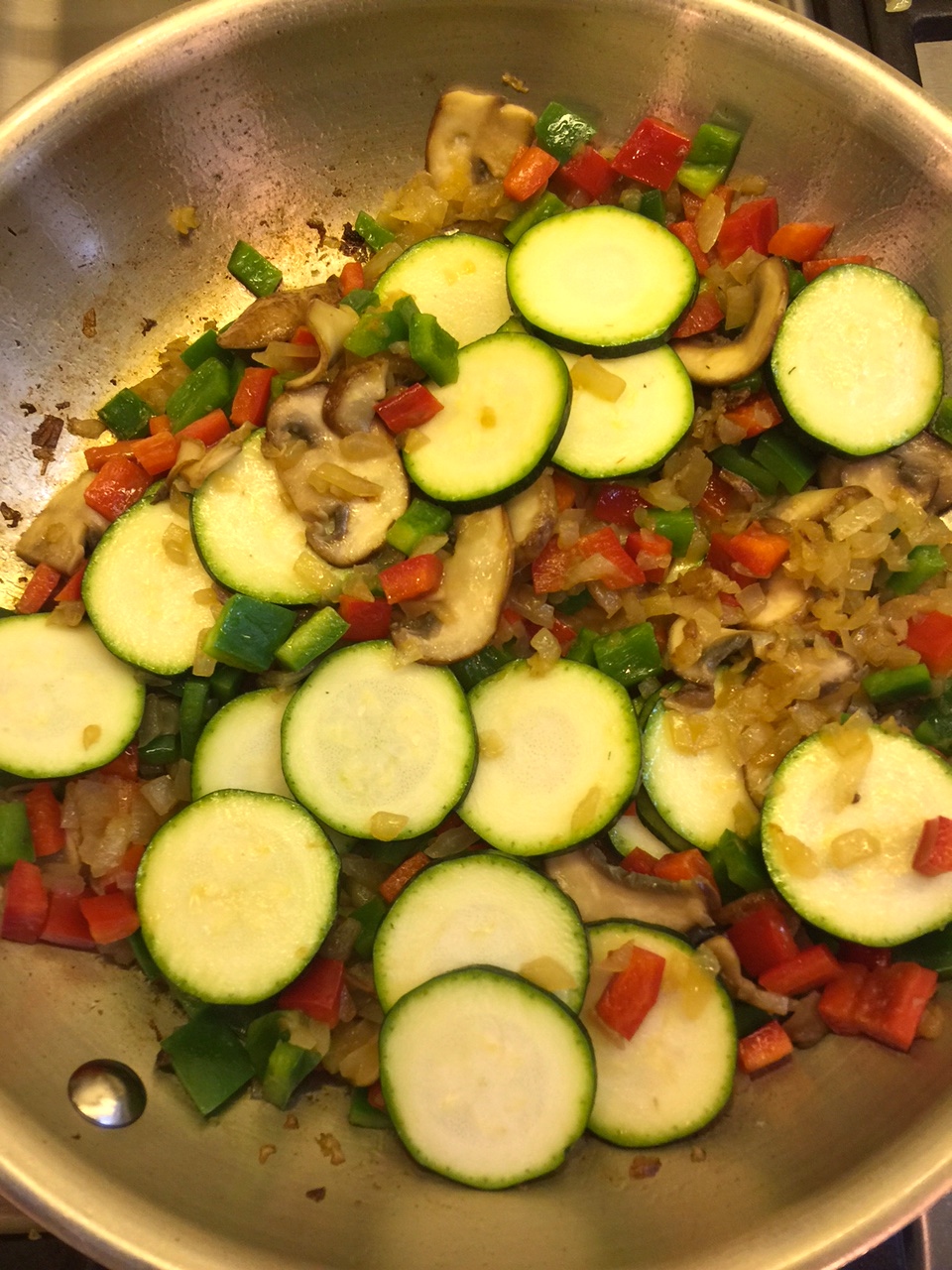 frittata veggies in skillet
